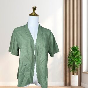 Nina Leonard Green Short Sleeve Cardigan
